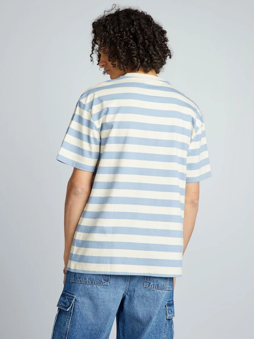 T shirt rayé en coton   Bleu rayé