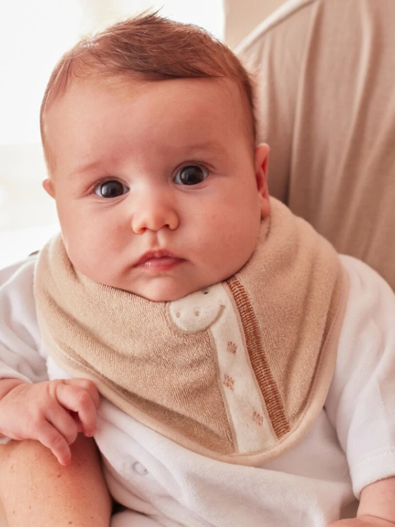 Lot De 2 Bavoirs Bandanas Éponge Tiga La Girafe Tso   Beige