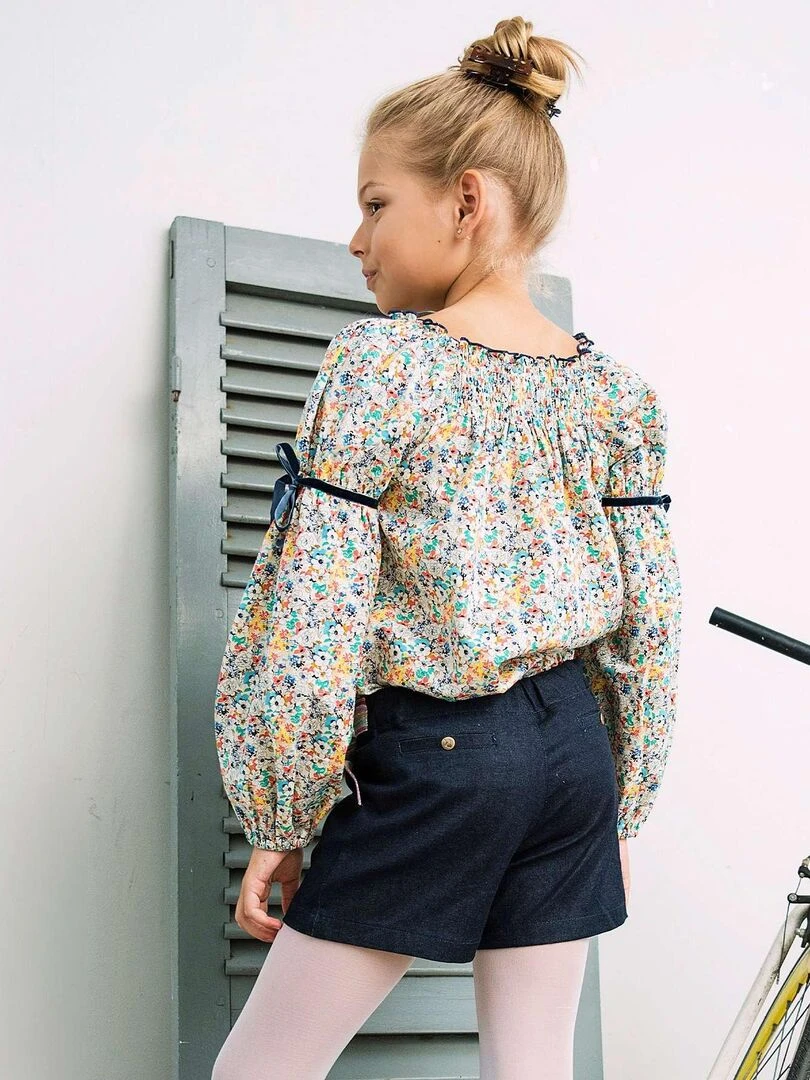 Short en Jean Intersaison Fille  Ceinture à Paillettes  POUPETTE   'LA FAUTE A VOLTAIRE'   Bleu foncé