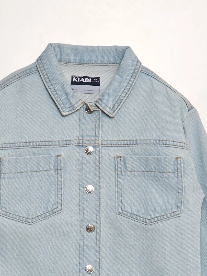 Veste en jean pressionnée   Bleu