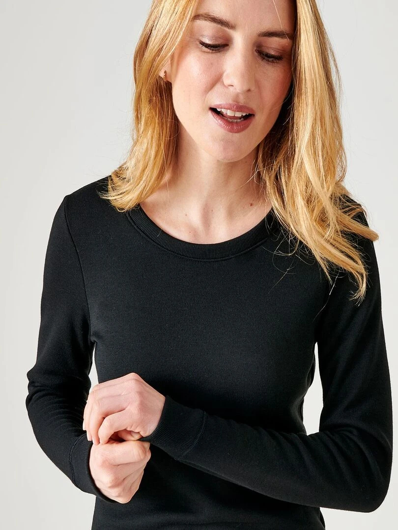 T shirt manches longues  molleton gratté Thermolactyl   Damart   Noir