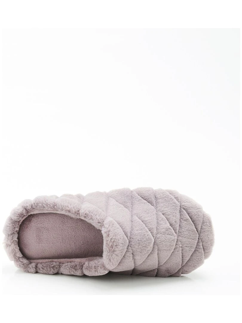 Mules à mémoire de forme toucher peluche Damart Gris