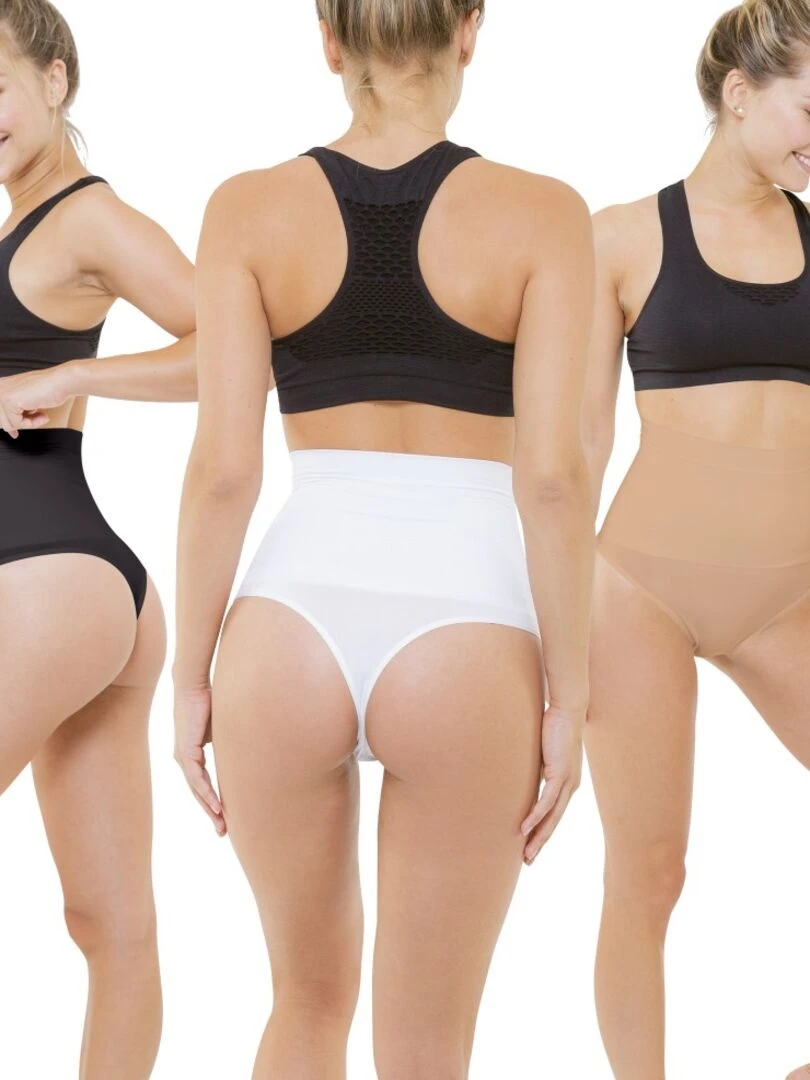 Lot de 3 strings amincissants noir  blanc & dune So Slim   Noir Beige Blanc