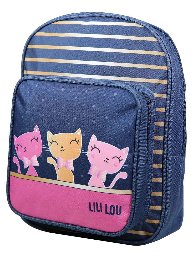 BAGTROTTER Sac à dos 31 cm avec poche maternelle Lili Lou Chat Bleu Bleu