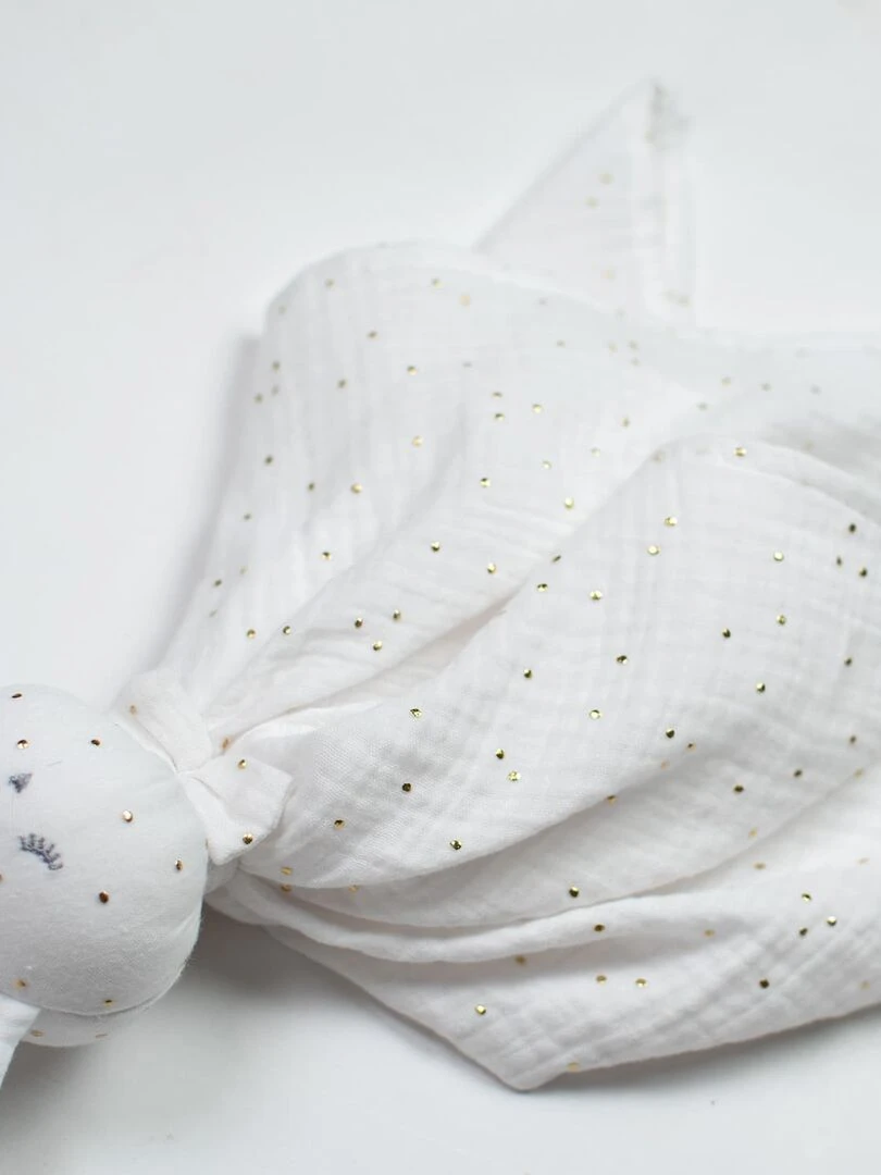 Doudou plat Lapin personnalisable  Jeanne   Blanc Doré