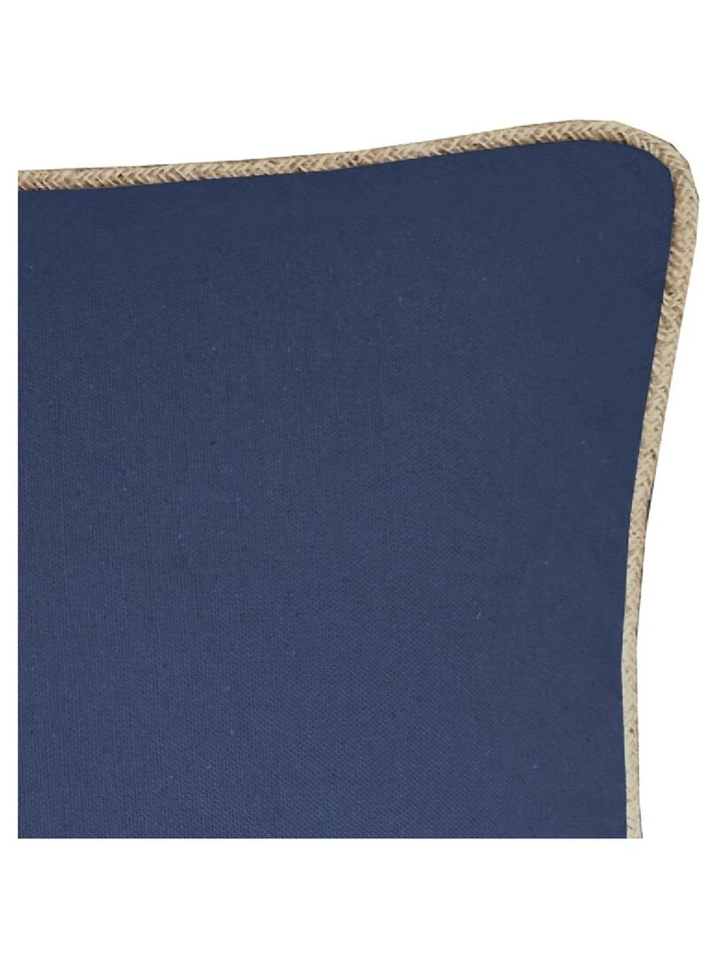 Coussin coton recyclé piping jute 'Deko&co' Bleu roi