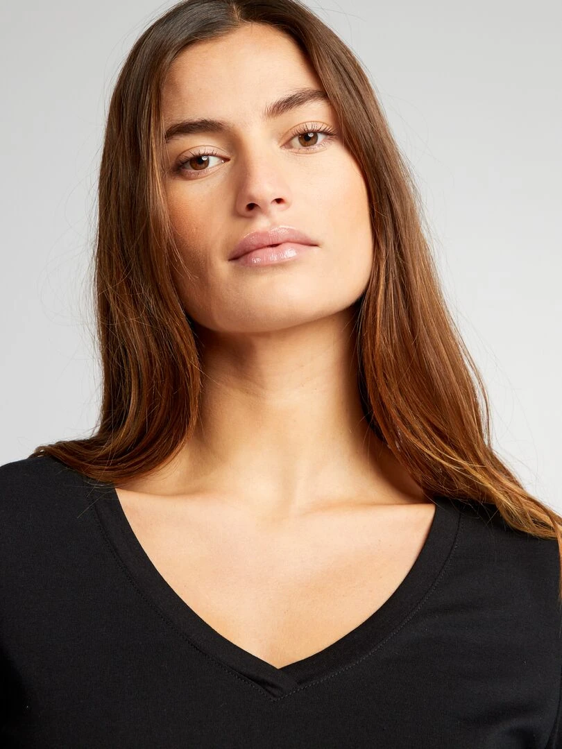 T shirt col V   noir