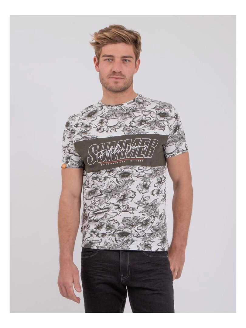 T shirt manches courtes col rond pur coton NOLIBA Kaki