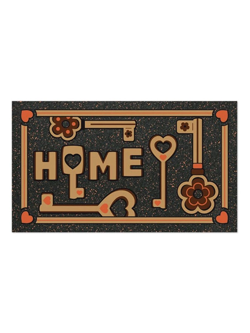 Tapis entree clé de maison Marron