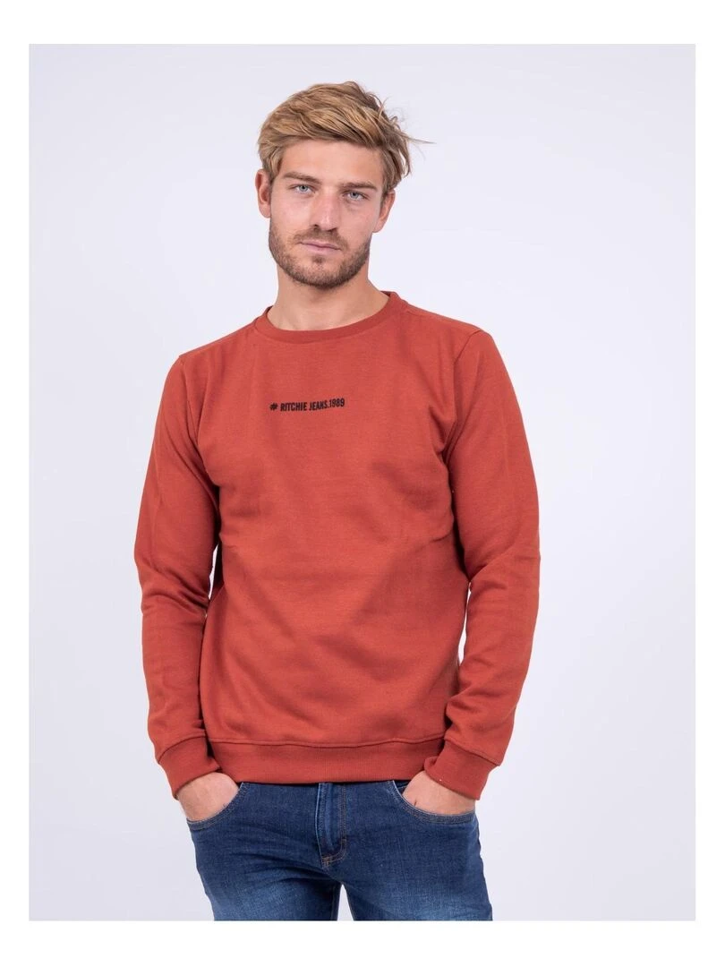 Sweat col rond WETTO Rouge brique