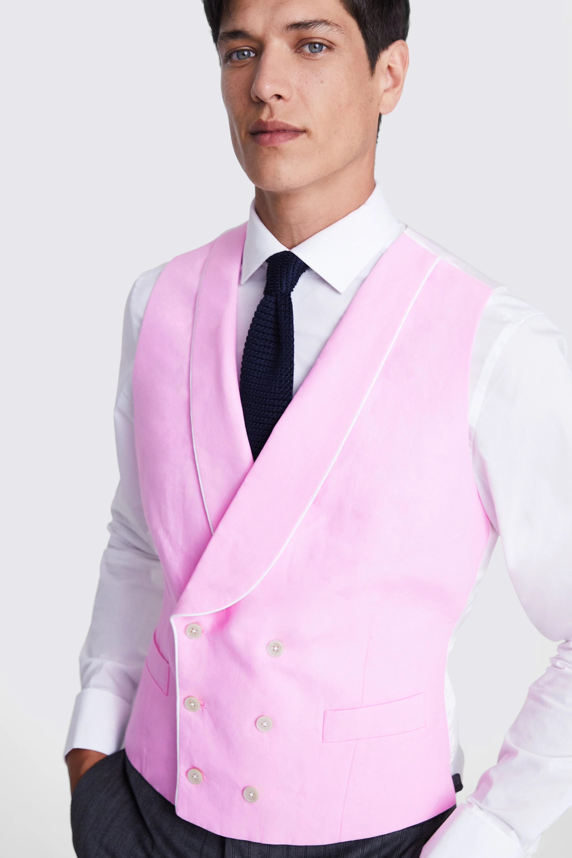 Tailored Fit Grey Sharkskin Morning Waistcoat   Buy Online at Moss