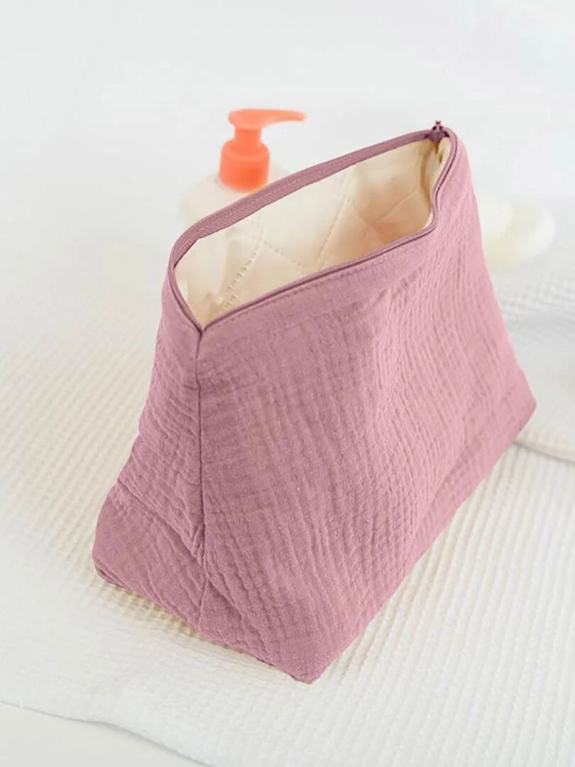 Trousse de Toilette en Coton Bio Rose   Rose
