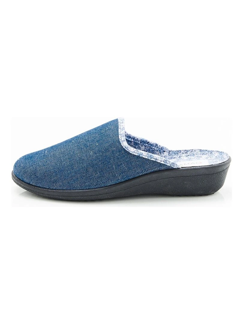 Mules textile intérieur imprimé Damart Bleu