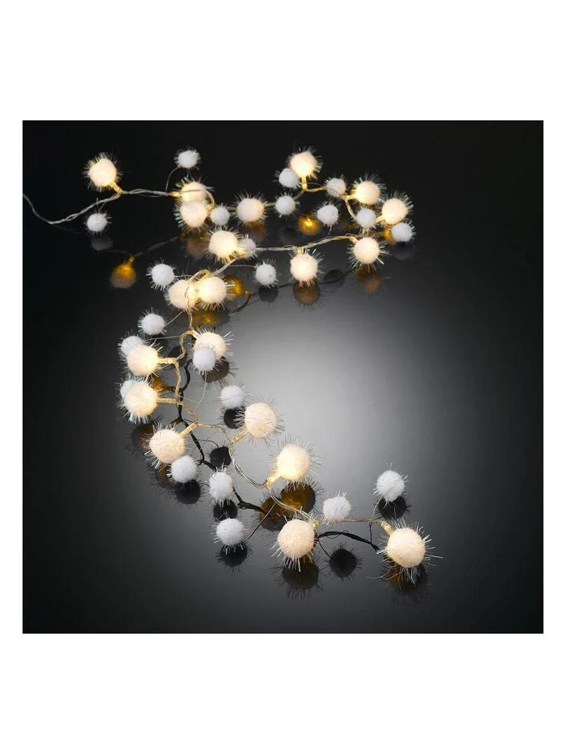 Guirlande intérieur Boules de neige 20 leds blanc chaud piles Blanc