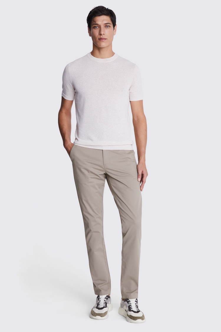 Tailored Fit Off White Stretch Chinos    Buy Online at Moss