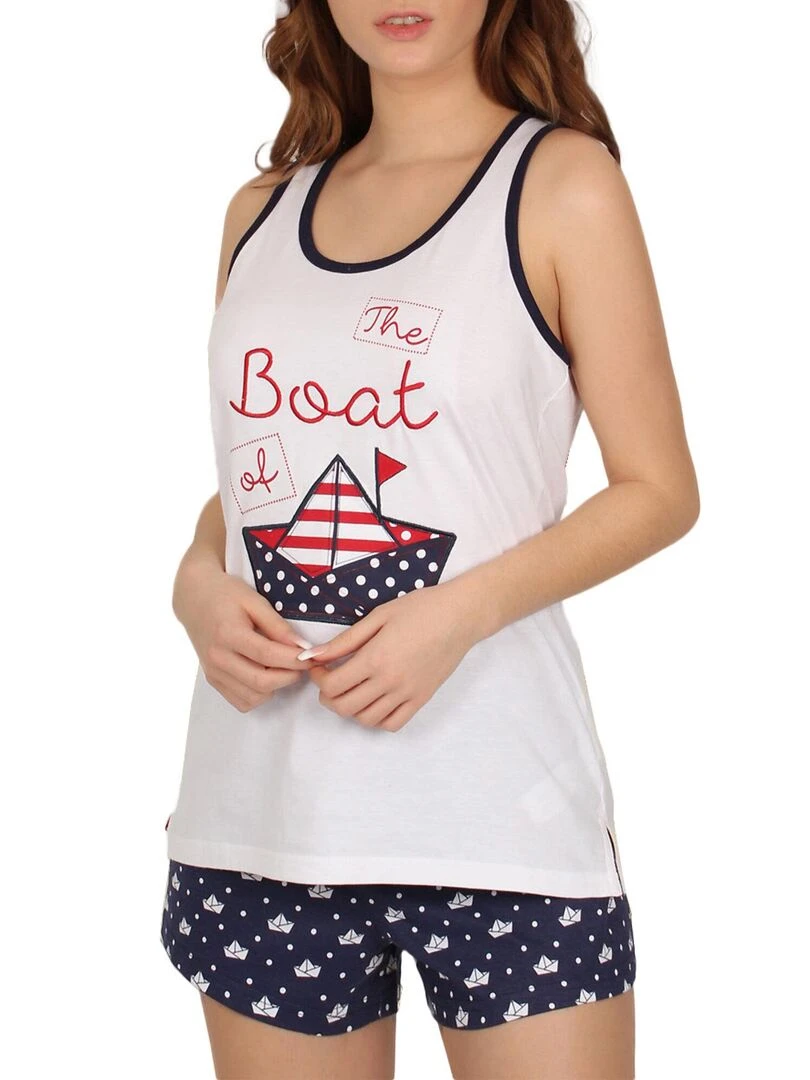 Pyjama short débardeur Paper Boat blanc Blanc