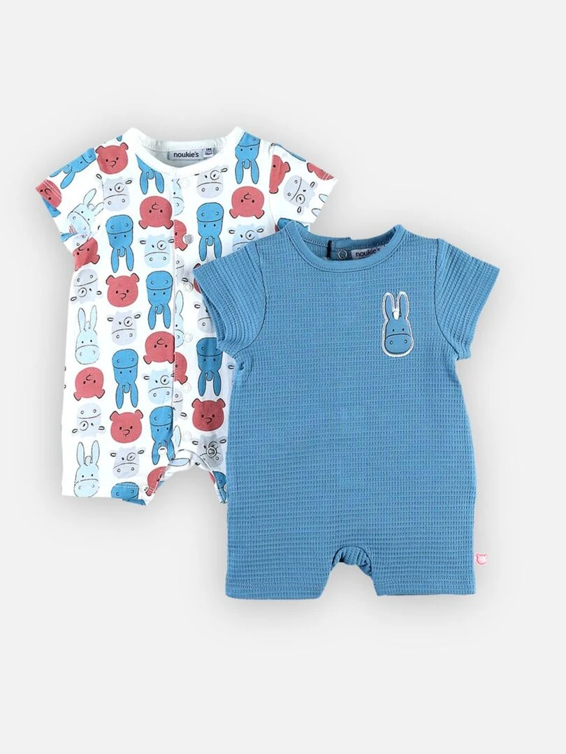 Set de 2 combishorts en coton Noukie's Bleu