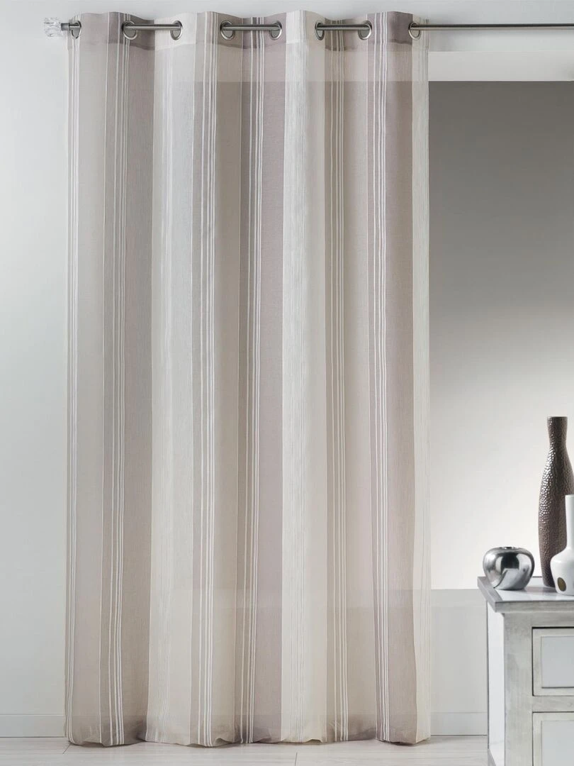 Voilage en étamine fantaisie avec rayures verticales Taupe
