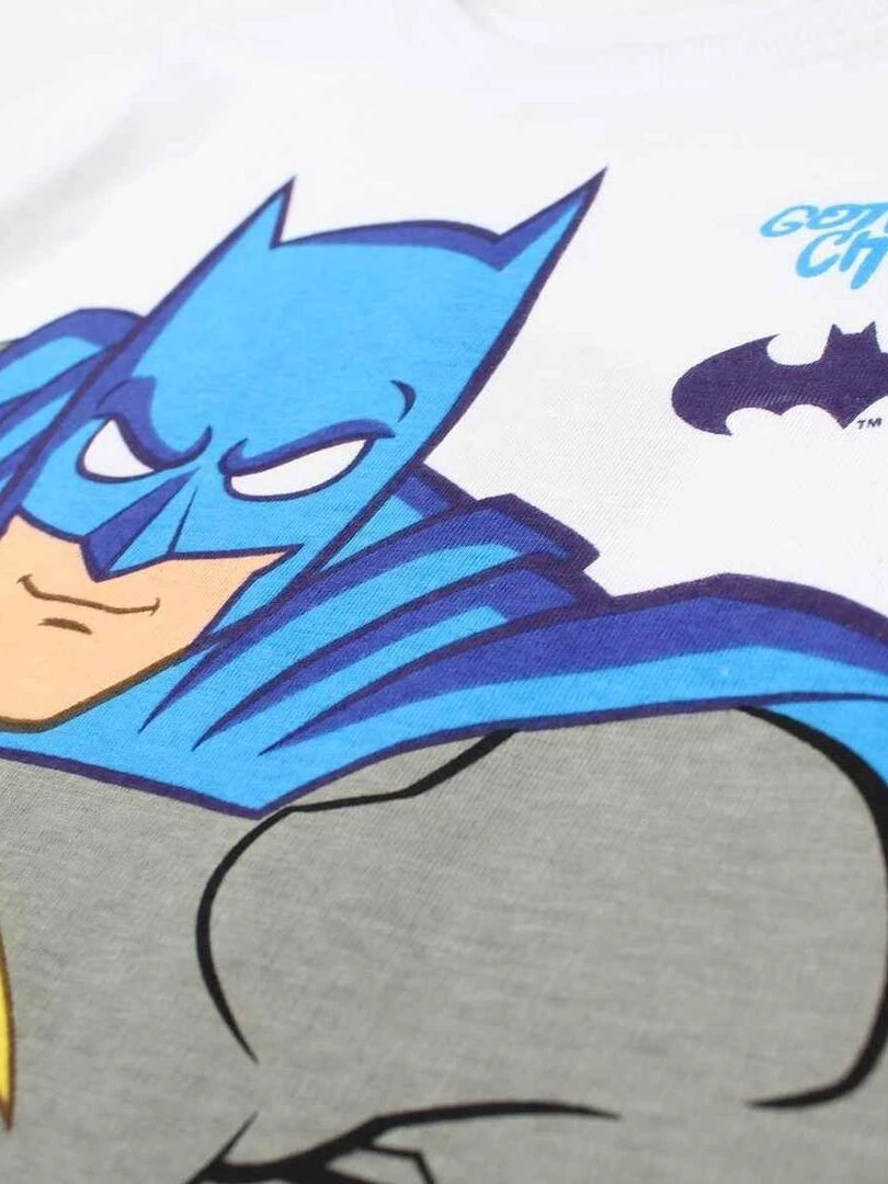 DC Comics   T shirt garçon imprimé Batman en coton   Blanc