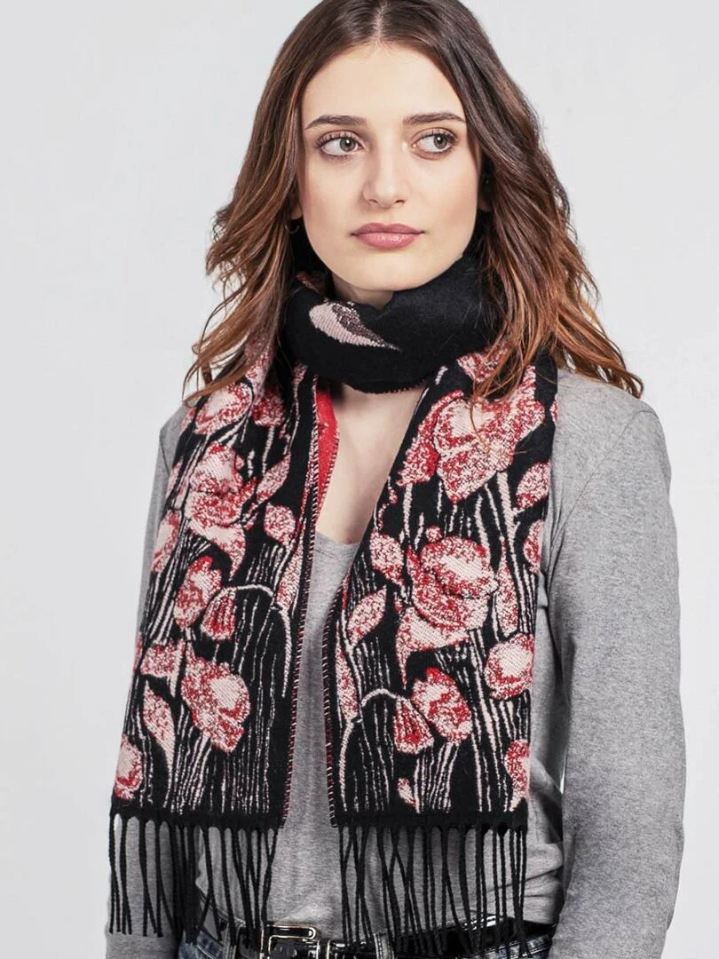 Echarpe Floraison   Fabriqué en France   Rouge