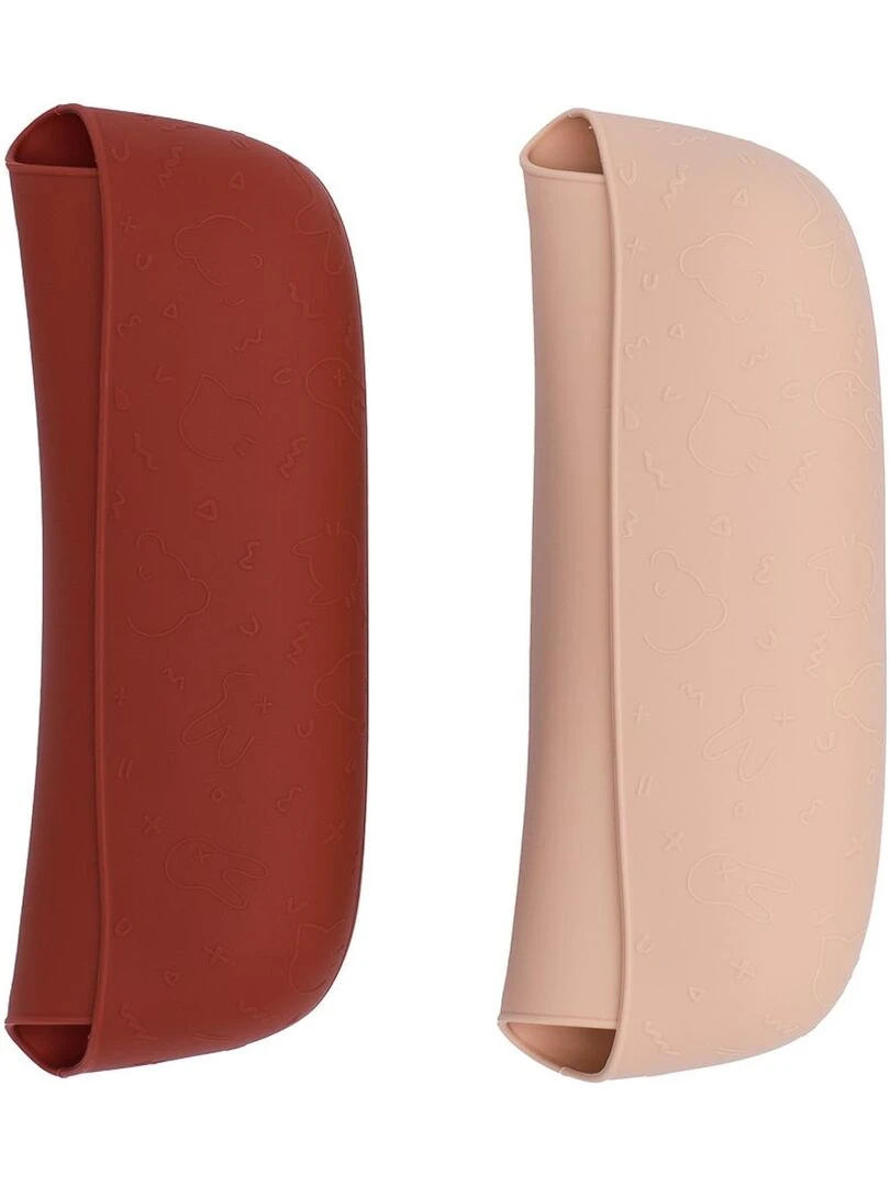 Lot de 2 bavoirs en silicone terracotta et beige   Marron