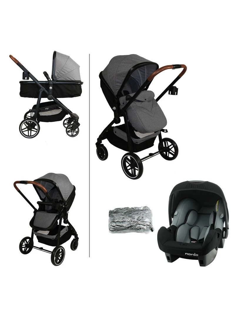 Poussette 3 En 1 Romy – Beone (grp 0+) Habillage Pluie Noir
