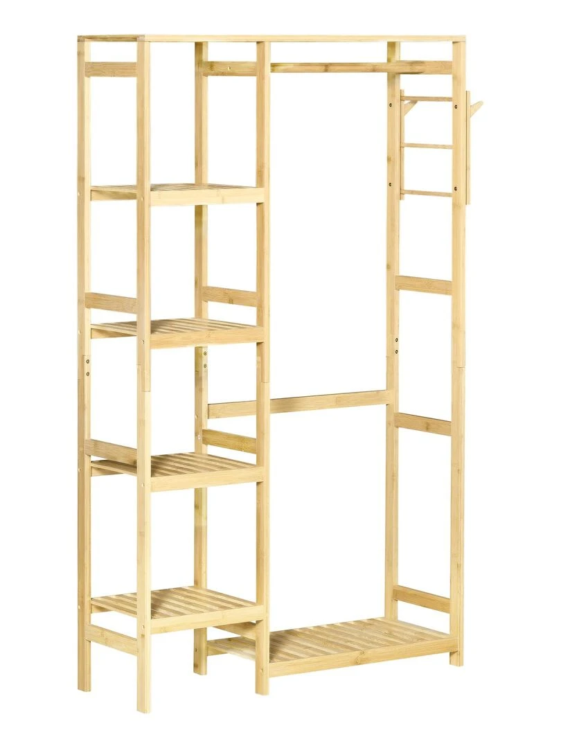 Penderie porte manteaux bois bambou Beige
