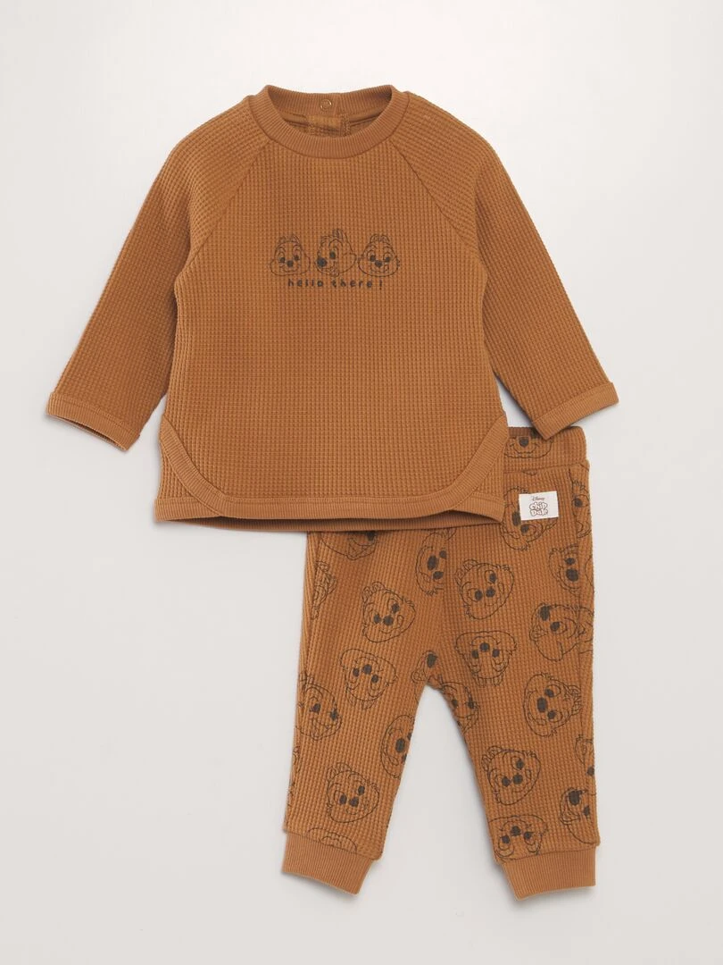 Ensemble jogging sweat + pantalon 'Disney' en nid d'abeilles 2 pièces MARRON