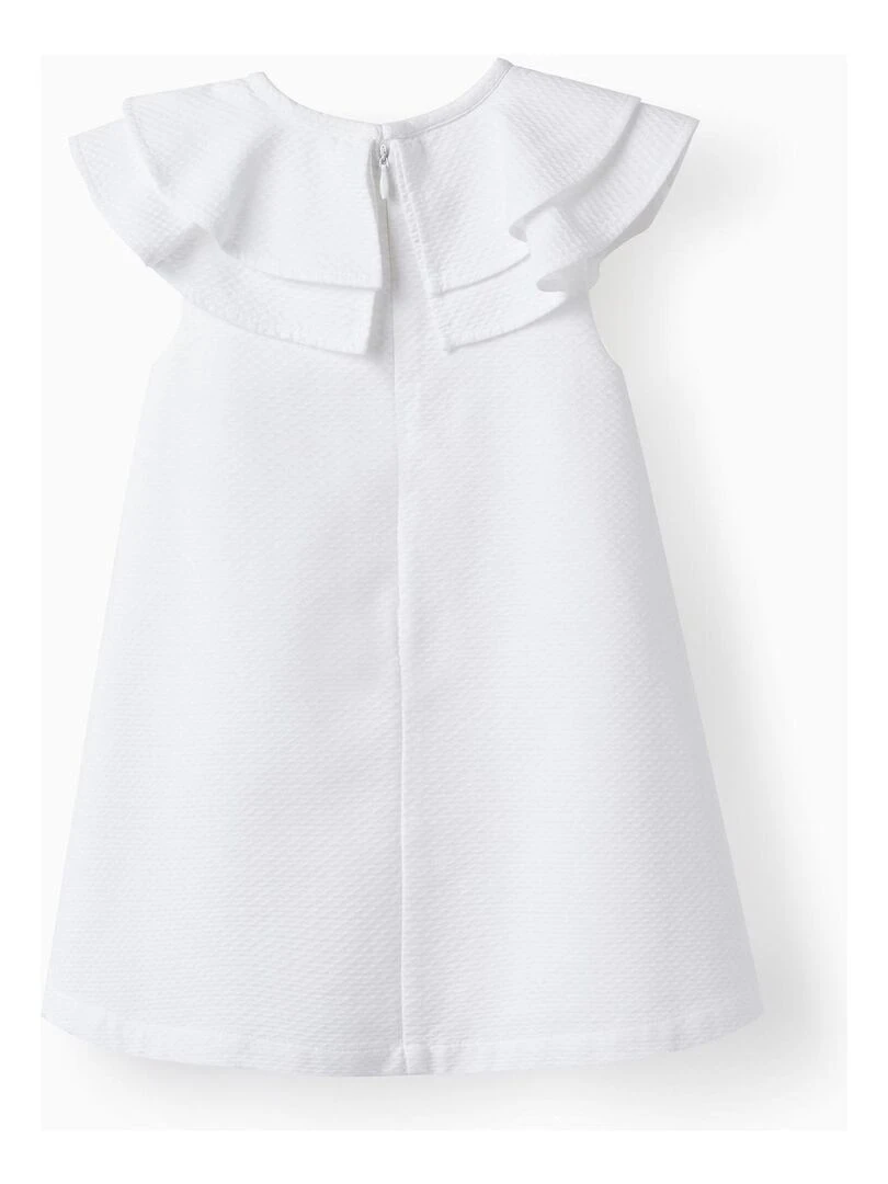 Robe en coton avec volants pour bébé fille manches courtes CÉRÉMONIE Blanc