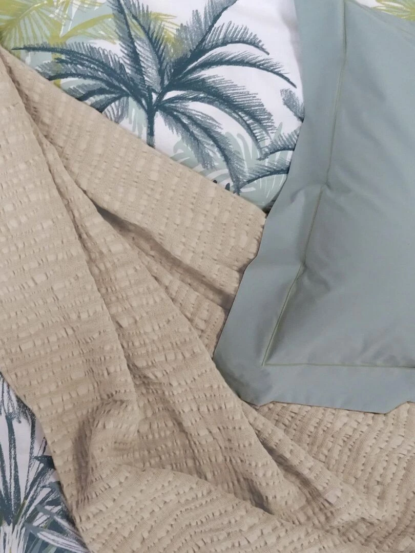 Plaid uni en 100% coton Beige clair