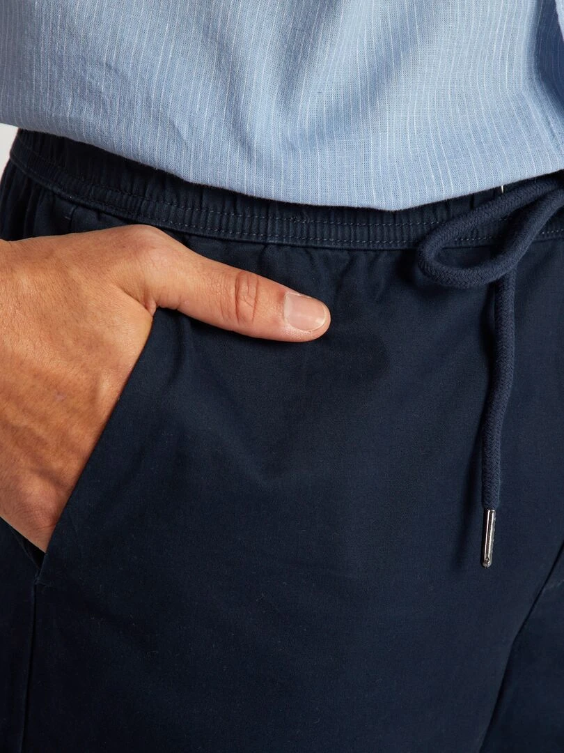 Pantalon chino à ceinture élastiquée   Bleu marine