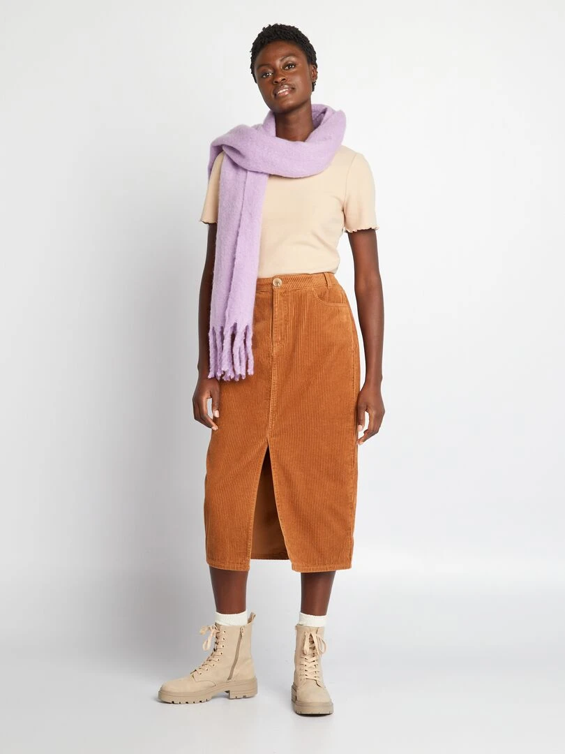 Jupe longue en velours Marron