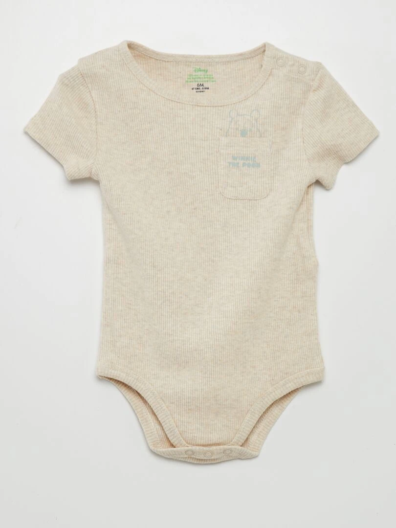 Body côtelé 'Disney' manches courtes Beige