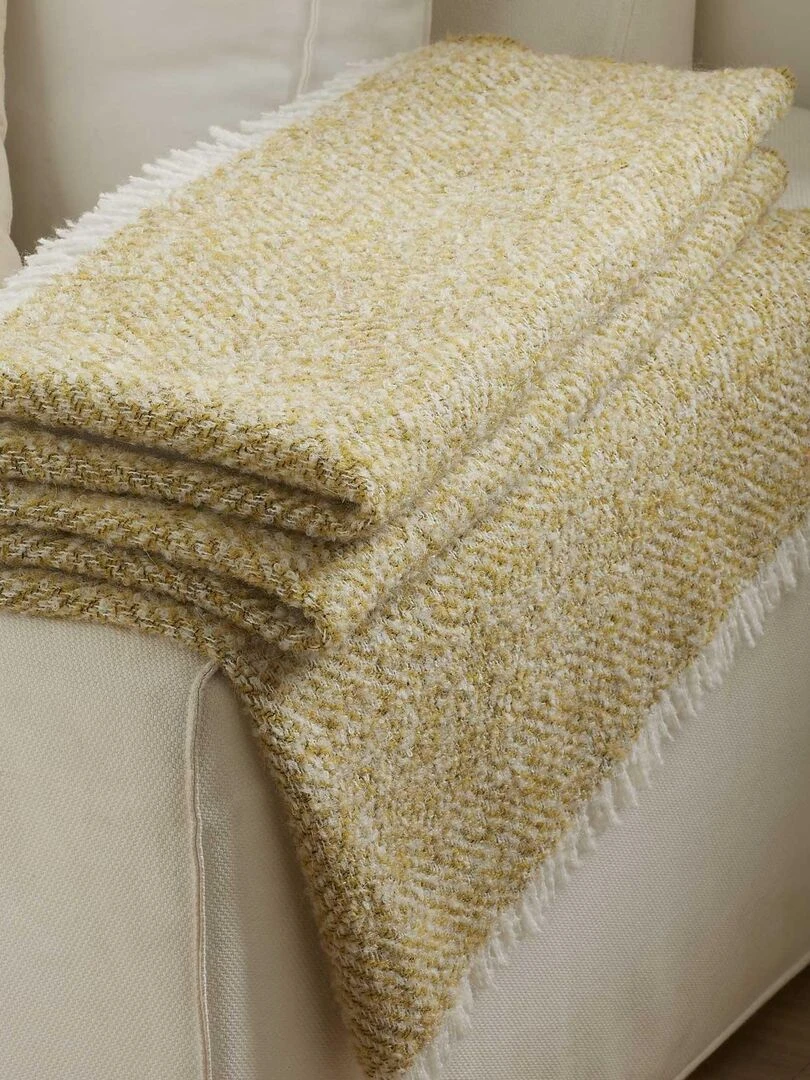 Plaid aux mélanges de matières Jaune