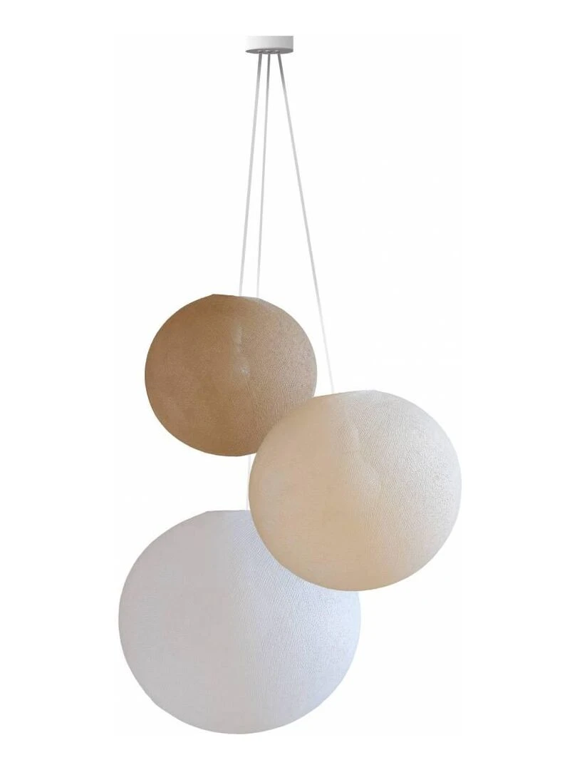 Suspension 3 globes Ecru