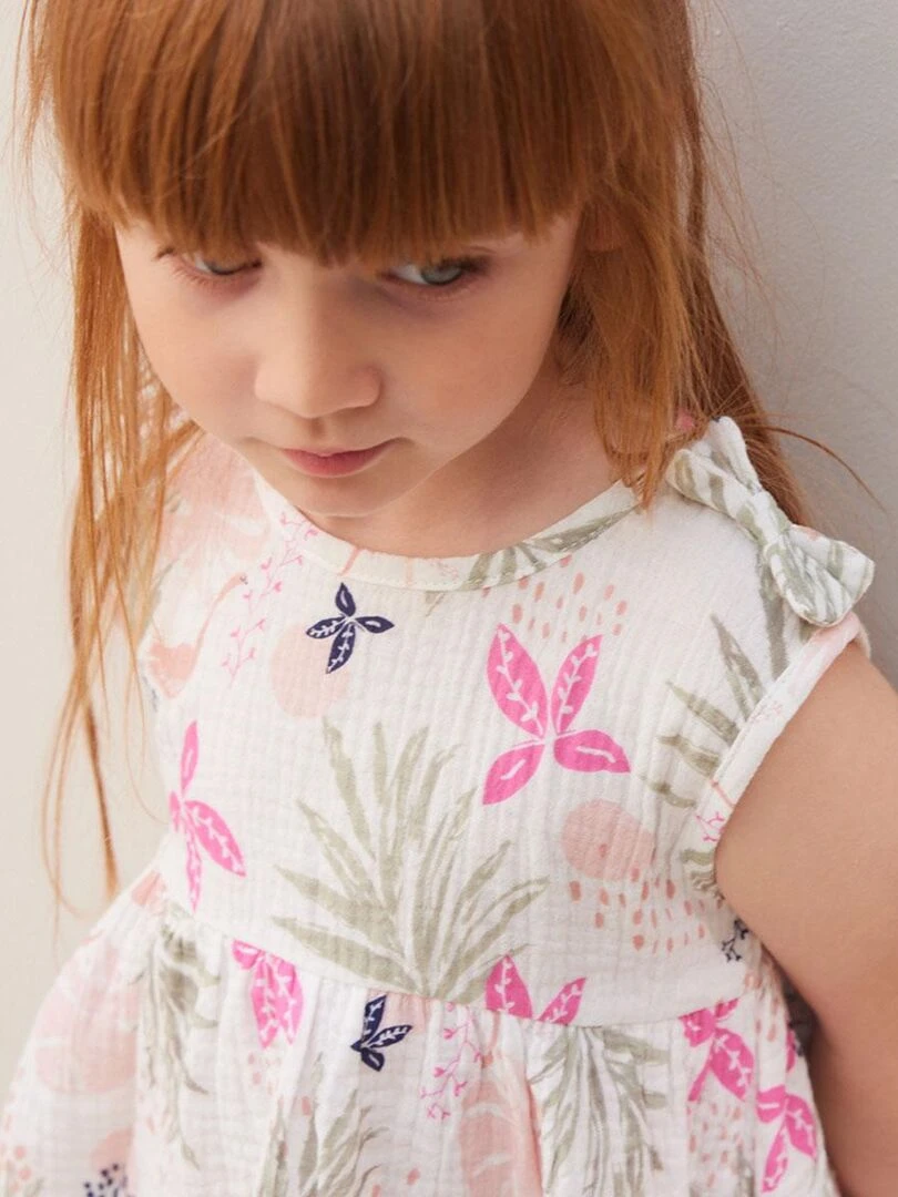 Blouse enfant en gaze de coton Calipso   Ecru