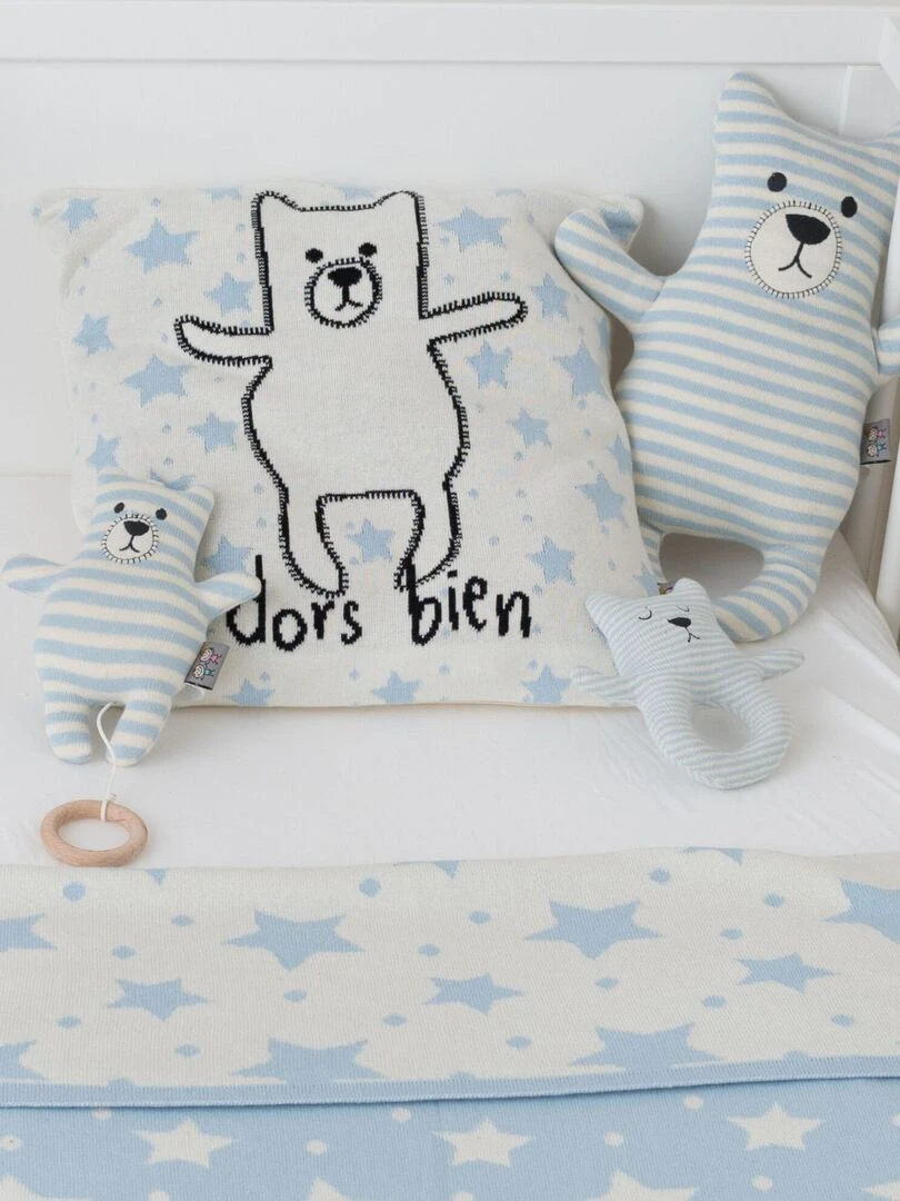 Grande peluche en coton  Ourson   Bleu