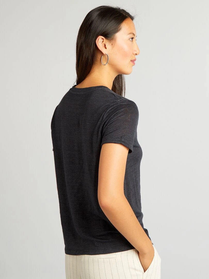 T shirt en lin   Noir