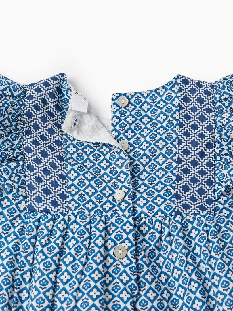 Robe avec Volants pour Bébé Fille manches courtes ATLANTIC COMPANY   Bleu foncé