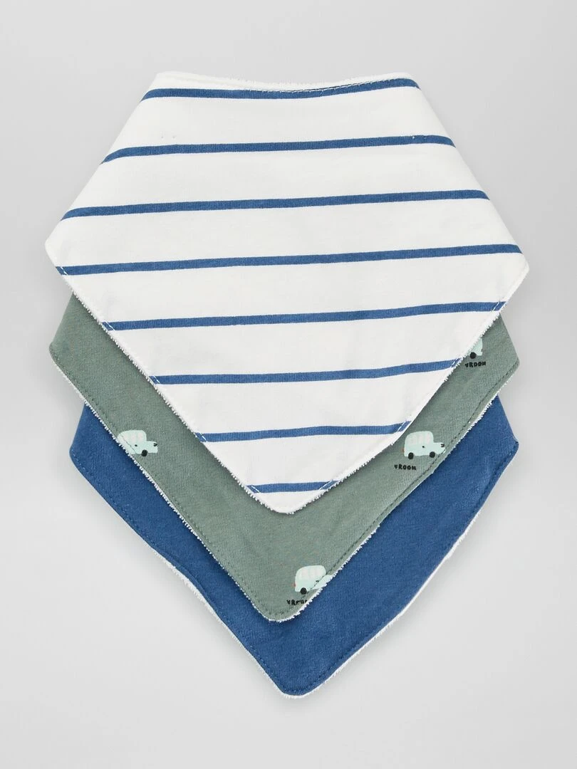 Lot de 3 bavoirs triangle Bleu