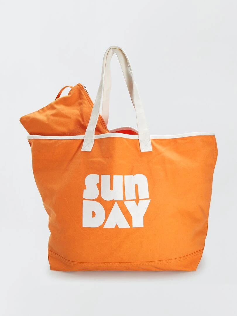 Sac cabas de plage + pochette   Orange