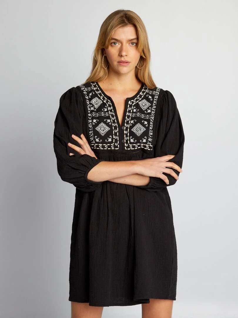 Robe avec broderie   noir