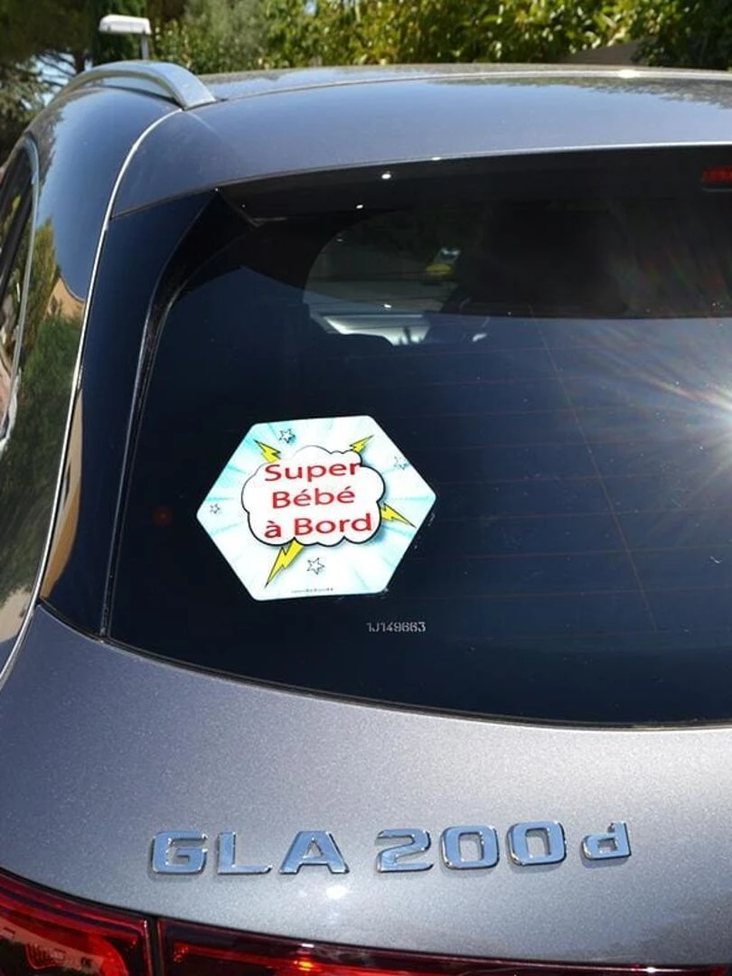 Adhésif / Autocollant bébé à bord   BD Nuage   Bleu