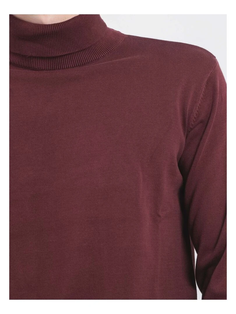 Pull col roulé pur coton LODIRK   Bordeaux