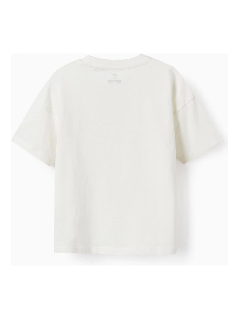 T Shirt en coton à effet holographique pour garçon 'Nature' manches courtes Blanc