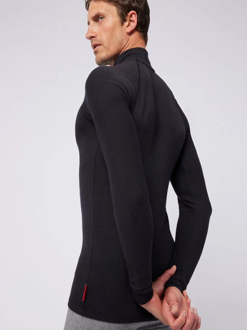 T shirt col zippé Comfort Thermolactyl 4 homme   DamartSport   Noir
