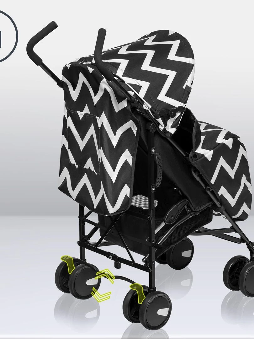 LIONELO Elia   Poussette bébé canne compacte   De 6 à 36 mois   Accessoires inclus   Noir   Noir Blanc