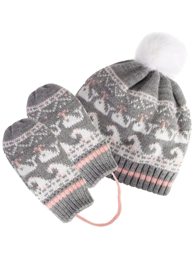 Bonnet Jacquard Baleine 2/4 ans Gris Gris