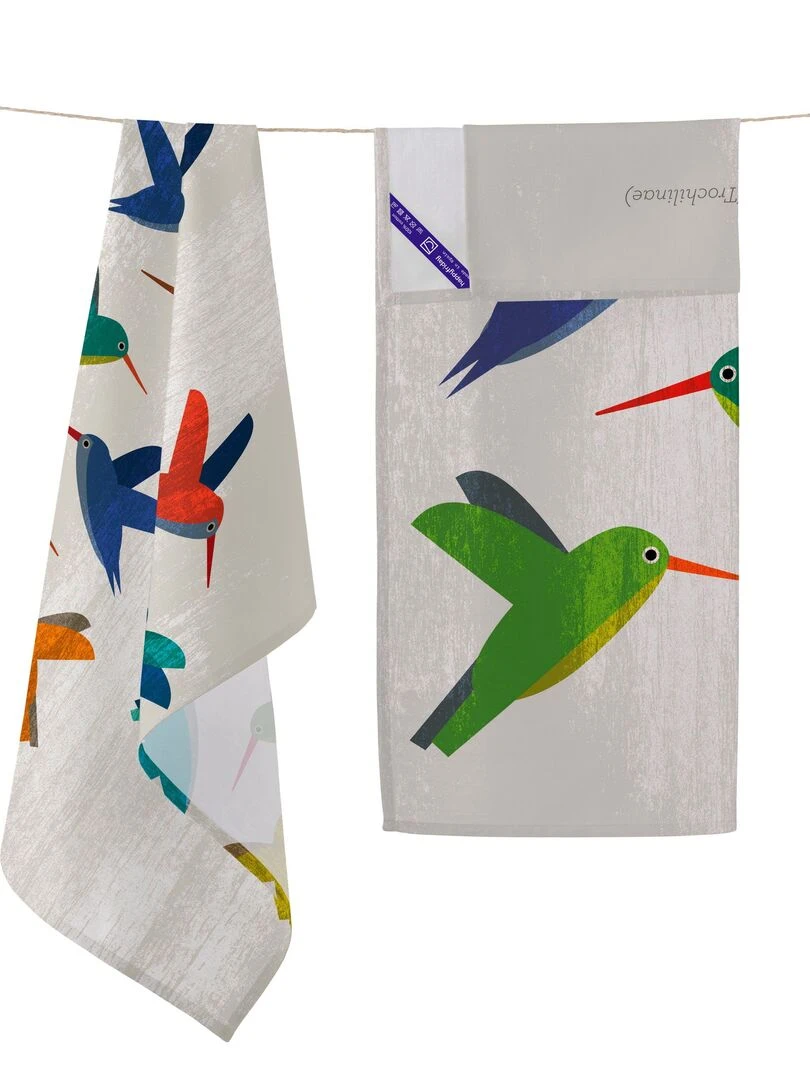 Torchon (2 pièces) Colibri "Happyfriday"   Blanc
