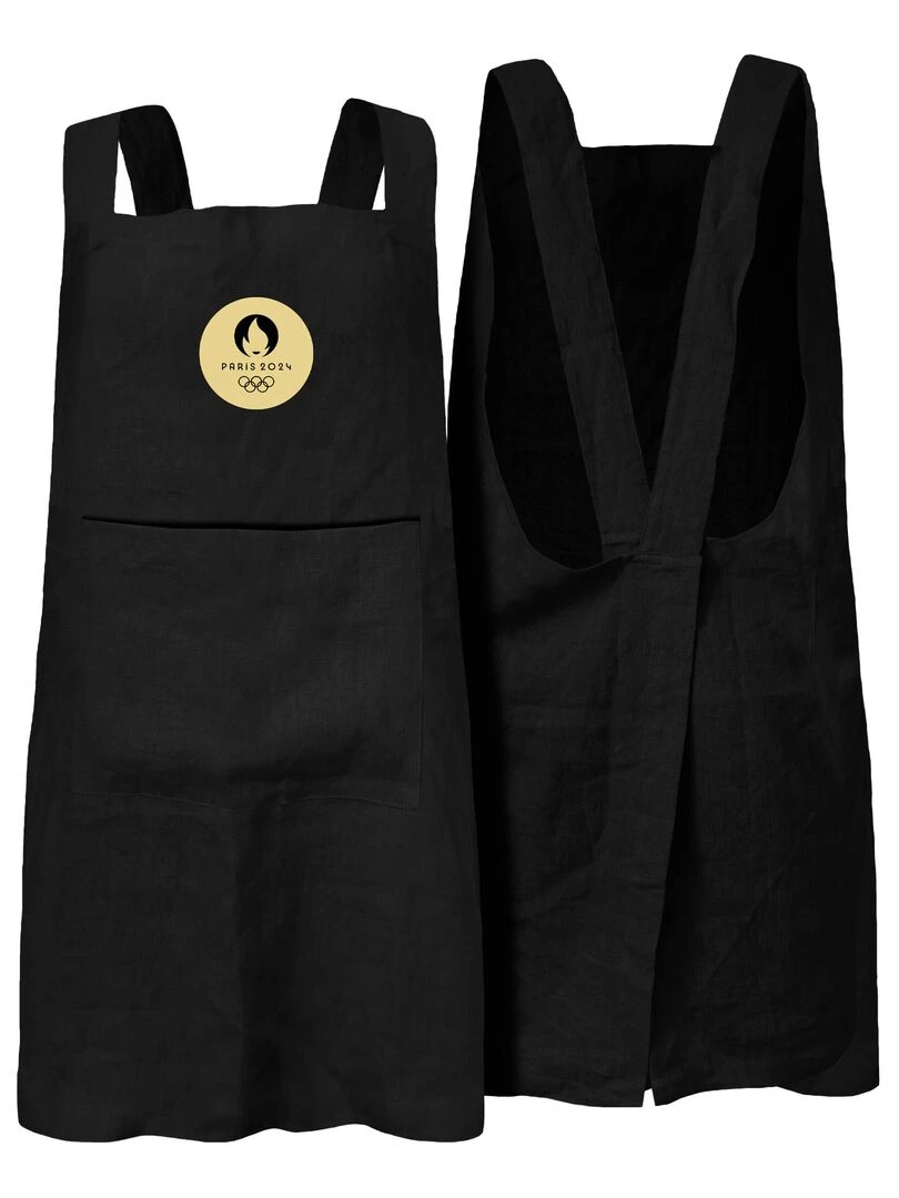 Tablier de cuisine japonais 100% coton PARIS 2024 JEUX OLYMPIQUES OR Noir